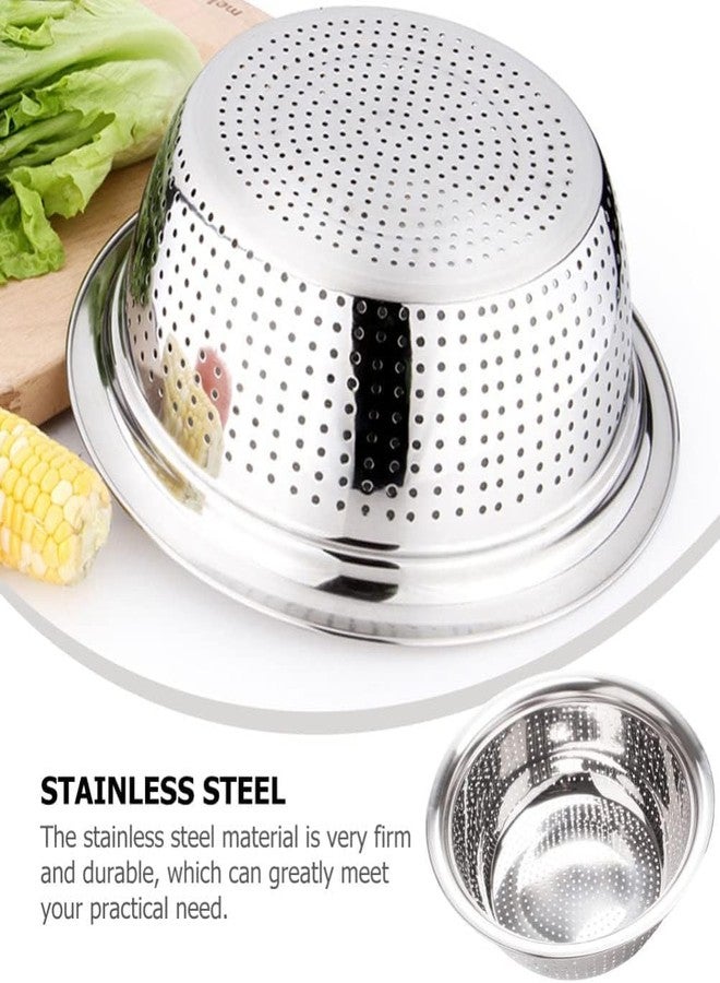 Yopple Stainless Steel Colander Bowl, Micro-Perforated Strainer, Multi-Purpose Vegetable, Fruit & Rice Washing Basket, Rust-Resistant Drain for Kitchen, Mixing & Salad Bowl - Image 3